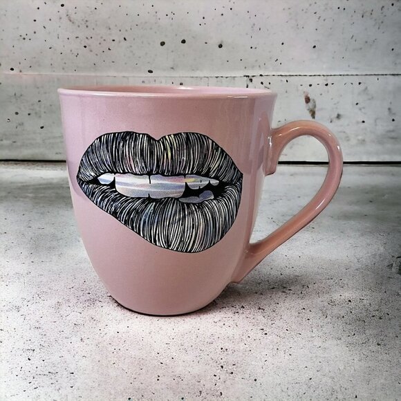 Prima Design Lips Double Sided Pink Rainbow Lips Coffee Mug - Picture 1 of 8